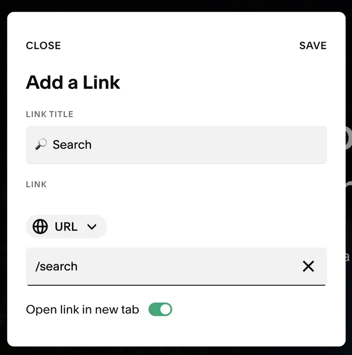 Second image showing how to add a search-link