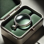 Through the Monocle - an image of an AI generated monocle in a jewelers box